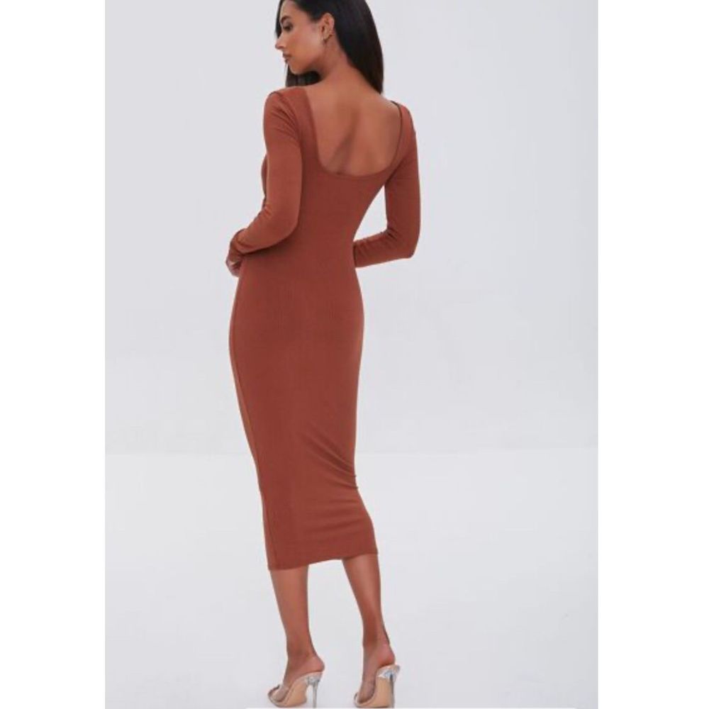 Forever 21 Cutout Midi Bodycon Dress Size Large Brown
